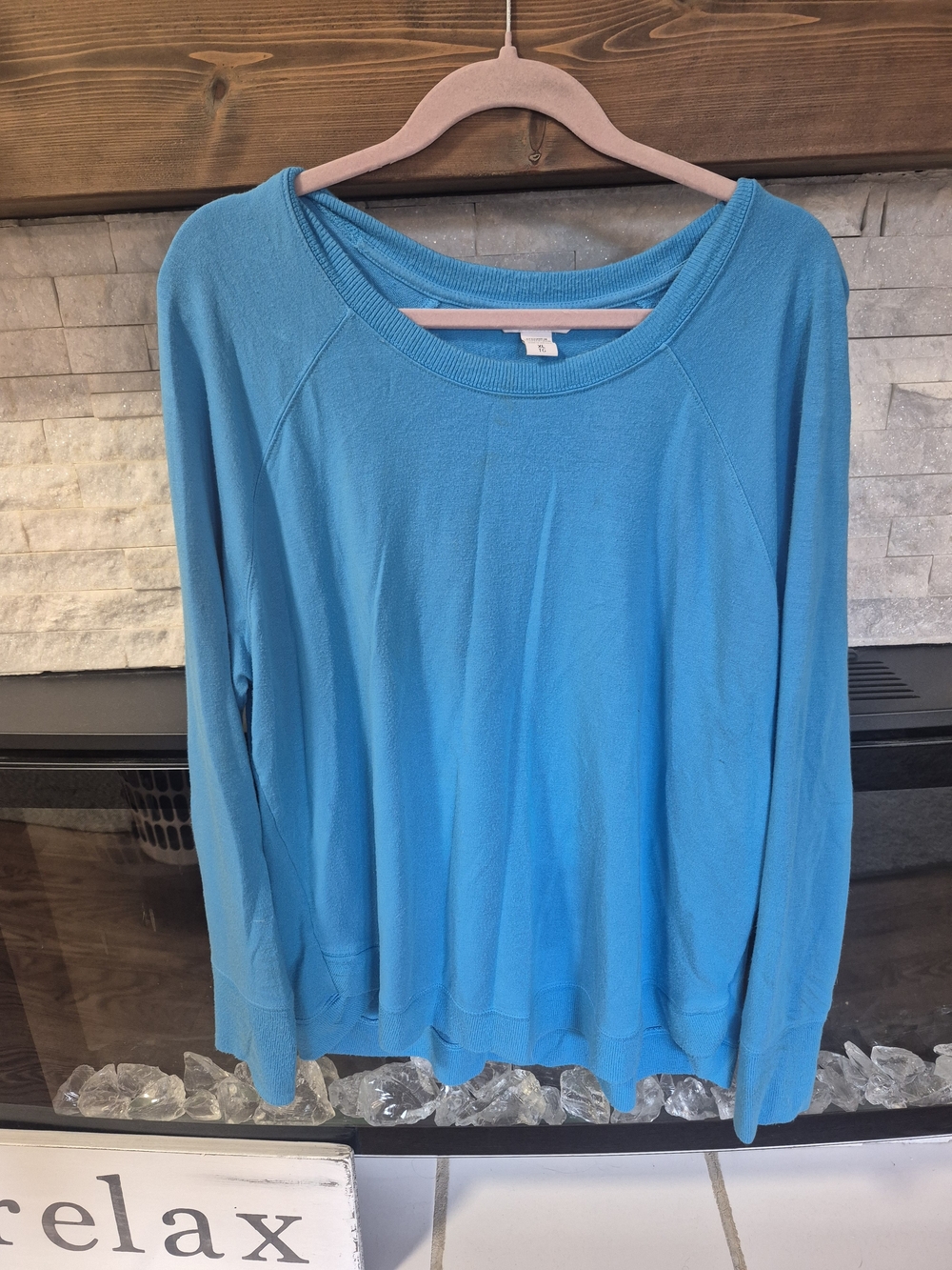 Athleta Blue Long-Sleeve Pullover Sweatshirt
